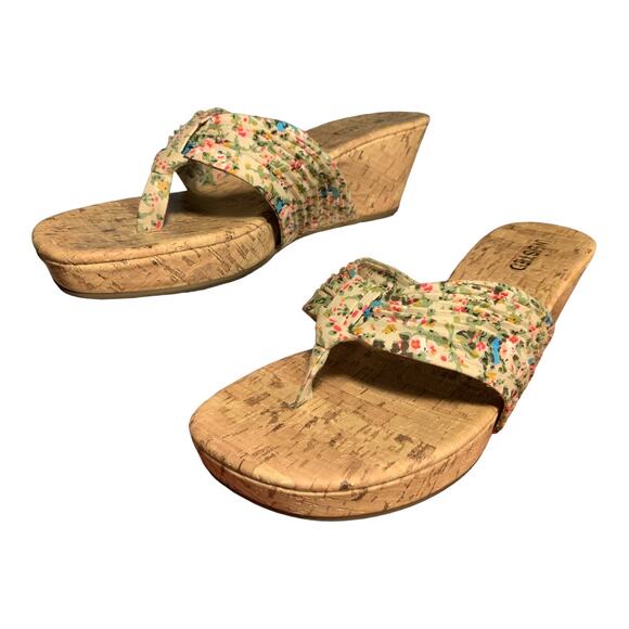 Kenneth Cole Unlisted Adorable Floral Print Wedge Sandals 9.5 - Picture 3 of 6